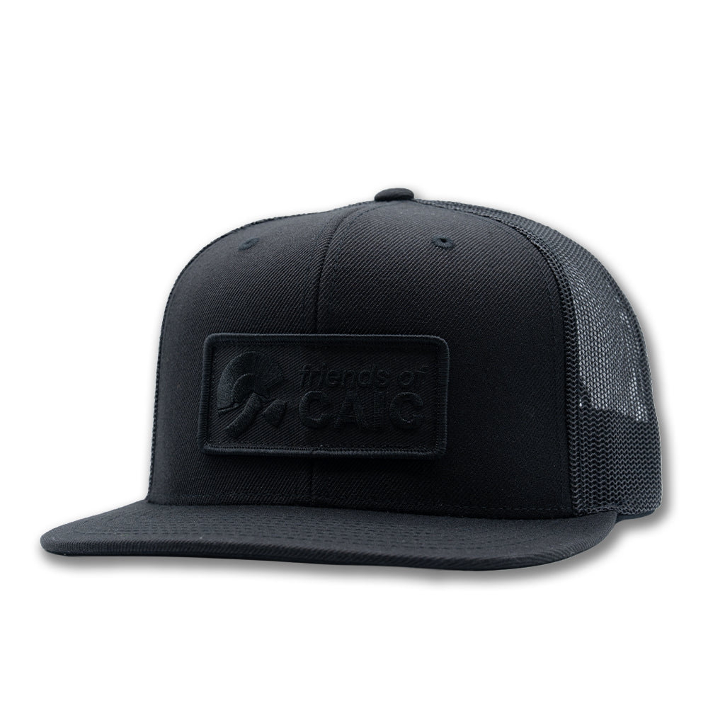 Flat Brim Trucker Hat - Black